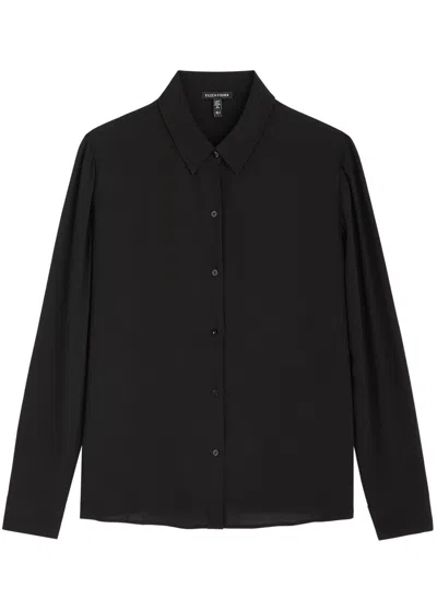 Eileen Fisher Silk-georgette Shirt In Black