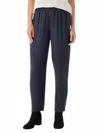 Eileen Fisher Silk Georgette Tapered Ankle Pant In Nocturne In Black