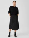 Eileen Fisher Silk Habutai Quilted A-line Skirt In Black