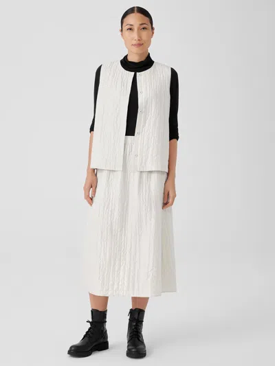 Eileen Fisher Silk Habutai Quilted A-line Skirt In Neutral