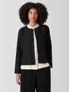 Eileen Fisher Silk Habutai Quilted Round Neck Jacket In Black