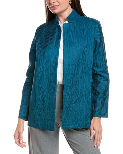 Eileen Fisher Silk Jacket In Blue