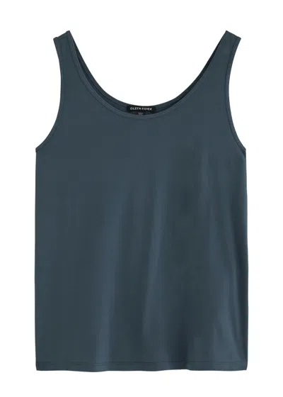 Eileen Fisher Silk-jersey Tank In Blue