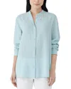 Eileen Fisher Silk Mandarin Collar Boxy Shirt In Clearwater