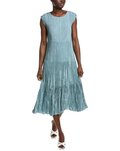 Eileen Fisher Silk Midi Dress In Blue