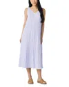 Eileen Fisher Pleated Silk Midi Dress In Bellflower