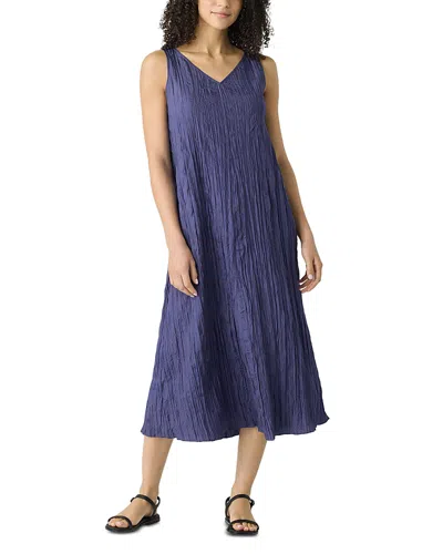 EILEEN FISHER CRUSHED SILK MIDI DRESS