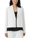 Eileen Fisher Open-front Silk Georgette Crepe Blazer In Ivory