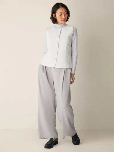 Eileen Fisher Silk Nylon Quilted Vest In Gray