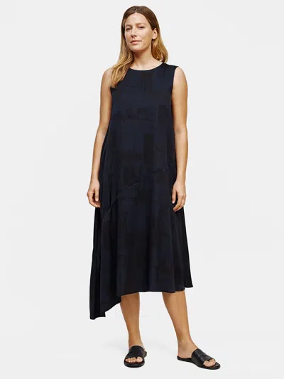 Eileen Fisher Silk Organic Cotton Brushstroke Dress In Black