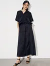 Eileen Fisher Silk Organic Cotton Brushstroke Maxi Skirt In Black