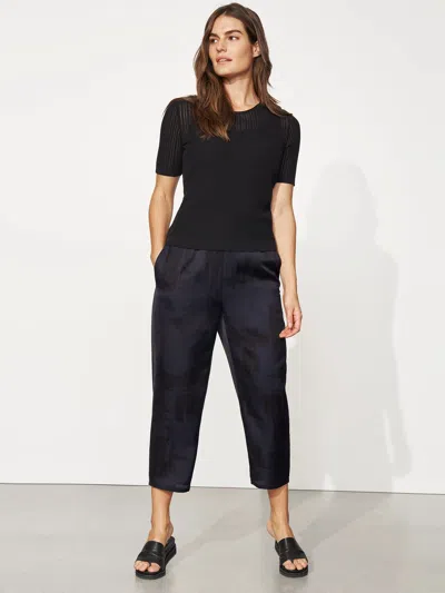 Eileen Fisher Silk Organic Cotton Brushstroke Slouchy Pant In Black