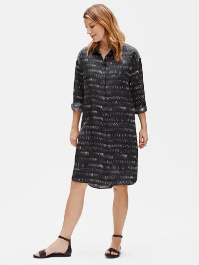 Eileen Fisher Silk Organic Cotton Dash Shirtdress In Black