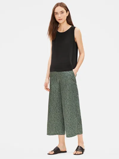 Eileen Fisher Silk Organic Cotton Dash Wide-leg Pant In Green
