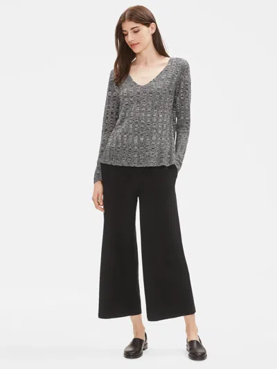 Eileen Fisher Silk Organic Linen V-neck Top In Animal Print