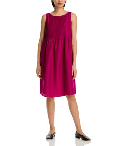 Eileen Fisher Silk Pleated Dress In Sangria