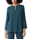 Eileen Fisher Silk Georgette Keyhole Top In Alpne