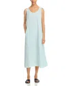 Eileen Fisher Silk Scoop Neck Midi Dress In Clearwater