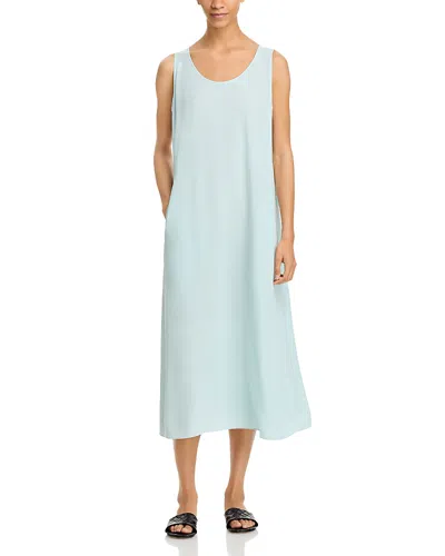 Eileen Fisher Silk Scoop Neck Midi Dress In Clearwater