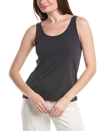 Eileen Fisher Silk Scoop Neck Slim Tank In Black