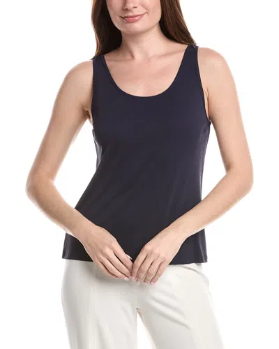 Eileen Fisher Silk Scoop Neck Slim Tank In Blue