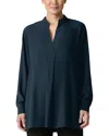 Eileen Fisher Silk Stand Collar Tunic In Deep Adriatic