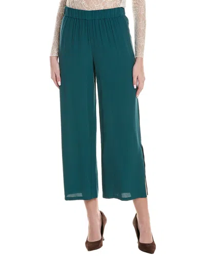 Eileen Fisher Silk Straight Ankle Pant In Green
