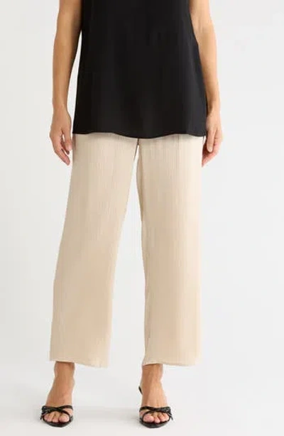 Eileen Fisher Silk Straight Ankle Pants In Almond