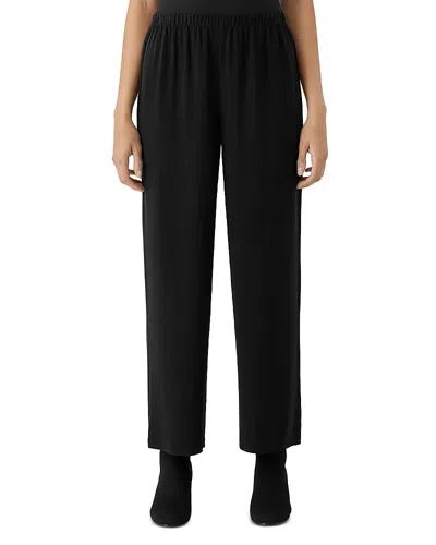 Eileen Fisher Silk Straight Ankle Pants In Black