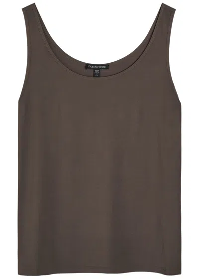 Eileen Fisher Silk Tank In Brown