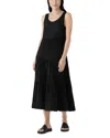 Eileen Fisher Tiered Pleated Silk Midi Dress In Black