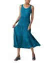Eileen Fisher Sleeveless Tiered Silk Maxi Dress In Dragon Fly