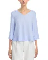 Eileen Fisher Ladder Trim Silk Top In Bellflower