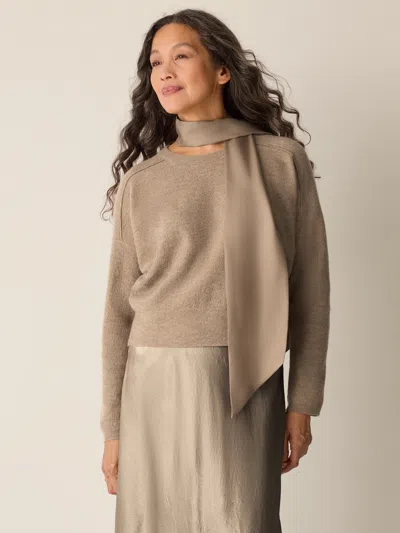 Eileen Fisher Silk Twill Double Tie Scarf In Neutral