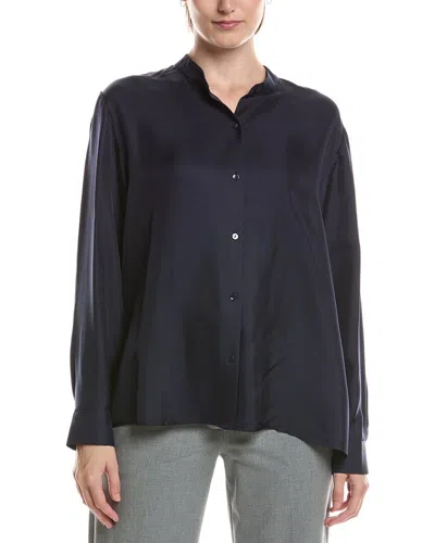 Eileen Fisher Silk Twill Top In Blue