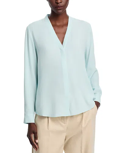 Eileen Fisher Silk V Neck Shirt In Clearwater