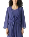 Eileen Fisher Tie Front Silk Jacket In Bluet