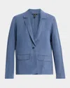 Eileen Fisher Notch Collar Linen And Silk Blazer In Eclipse