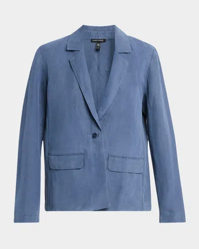 EILEEN FISHER SINGLE-BUTTON TWILL BLAZER