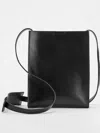 Eileen Fisher Sleek Italian Leather Crossbody Bag In Black