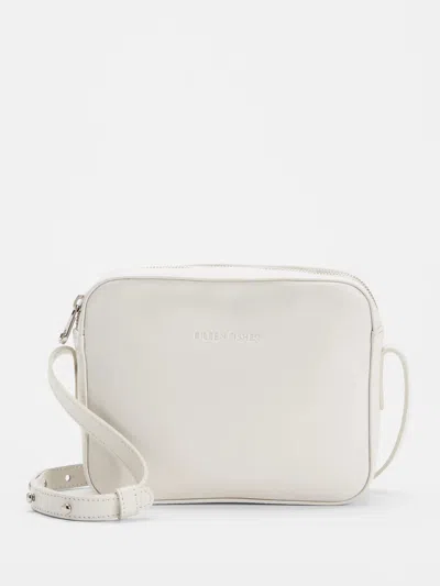 Eileen Fisher Sleek Italian Leather Crossbody Bag In White