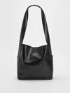 Eileen Fisher Sleek Italian Leather Everything Crossbody Bag In Black