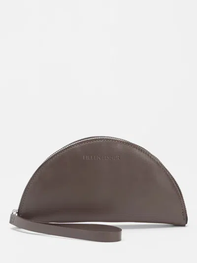 Eileen Fisher Sleek Italian Leather Wristlet In Brown