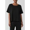 Eileen Fisher Sleep Boxy Organic Cotton Pajama Top In Black