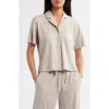 Eileen Fisher Sleep Notch Collar Short Sleeve Organic Cotton Pajama Top In Wheat