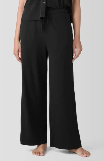 Eileen Fisher Sleep Organic Cotton Wide Ankle Sleep Pants In Black