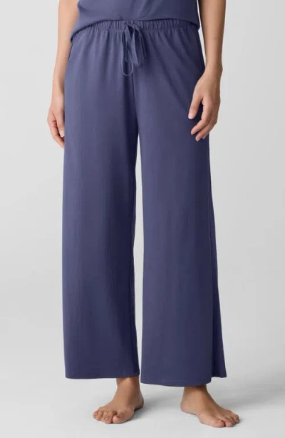 Eileen Fisher Sleep Organic Cotton Wide Ankle Sleep Pants In Bluette