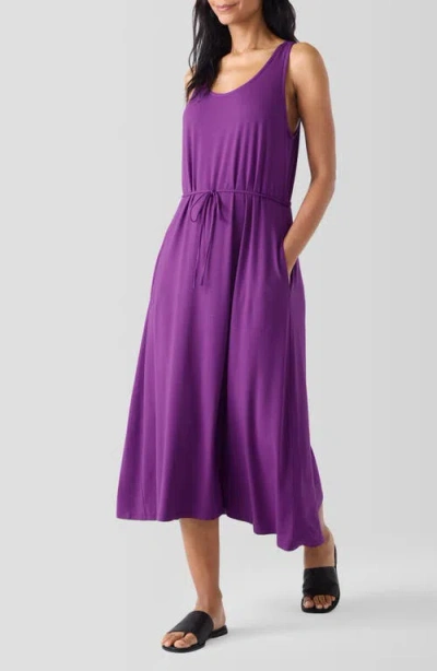 Eileen Fisher Sleeveless Belted Racerback Midi Dress In Heliotrope