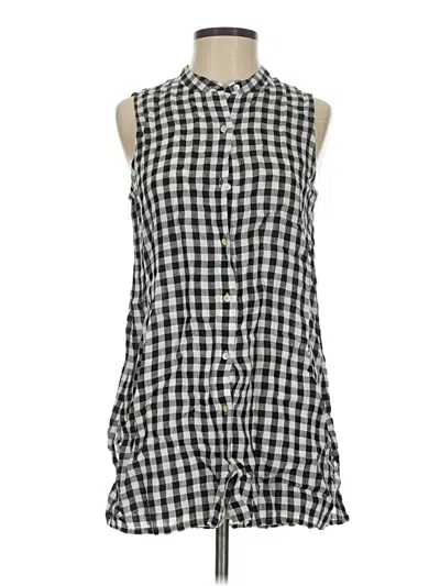 Pre-owned Eileen Fisher Sleeveless Button Down Shirt In Black