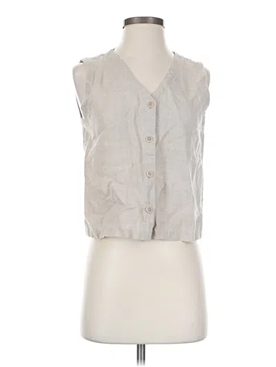 Pre-owned Eileen Fisher Sleeveless Button Down Shirt In Gray